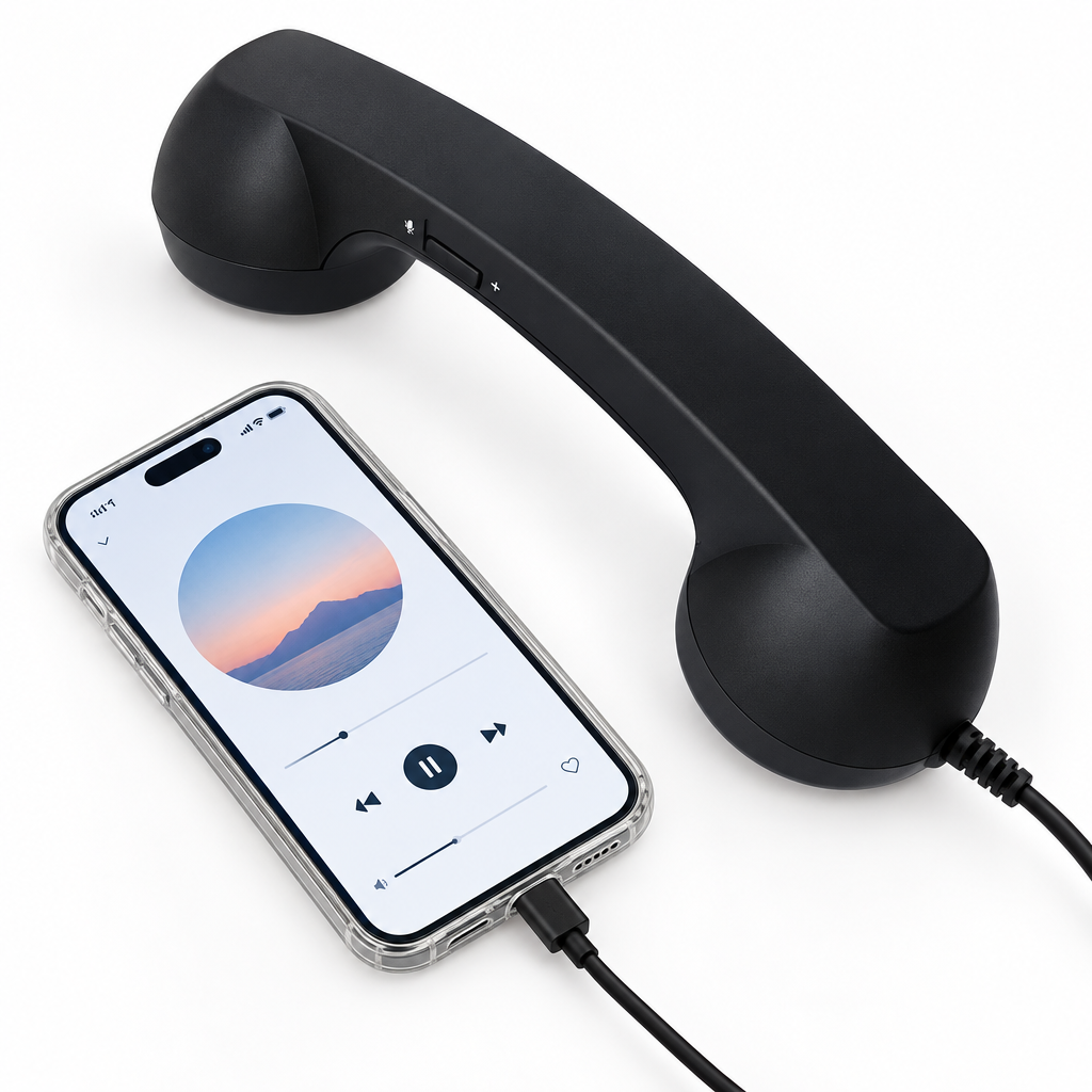 Retro handset connected to a cell phone